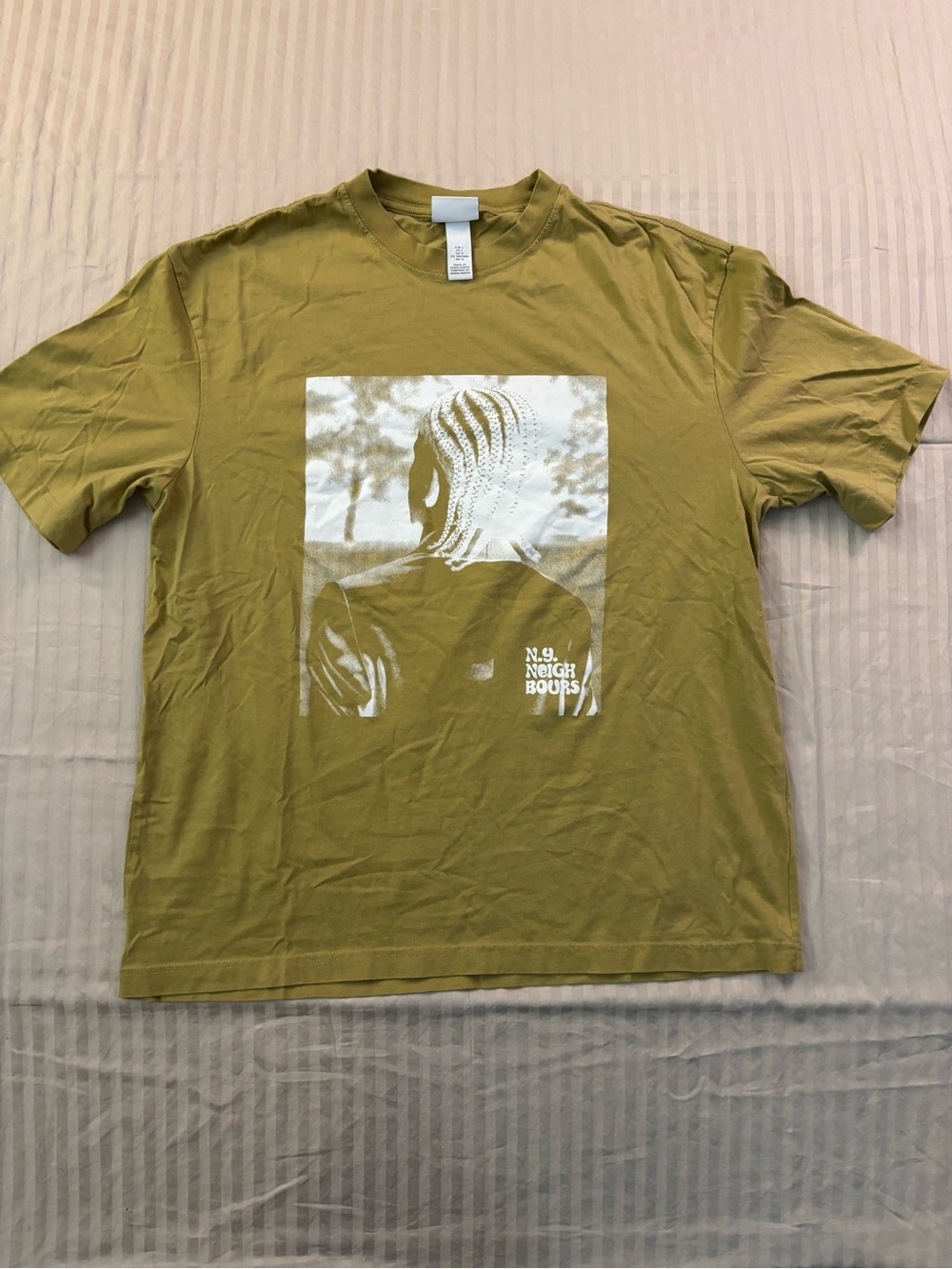 H&M Relaxed Fit N.Y. Neighborhoods Graphic T-Shirt Olive Green Men’s Size Large